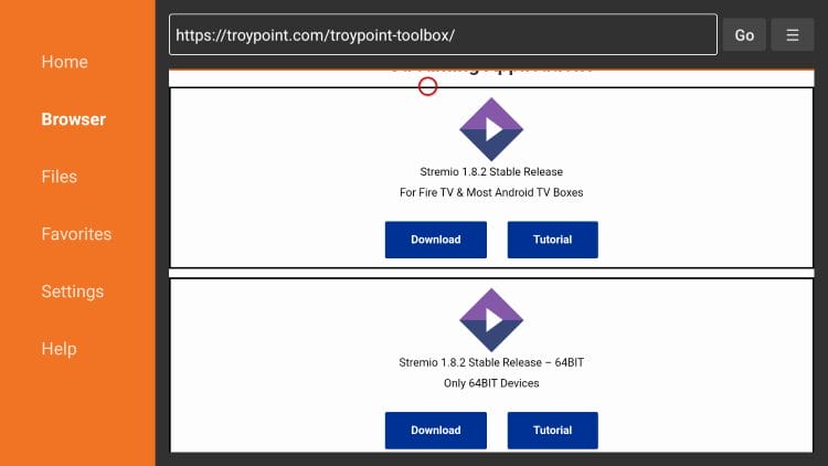 Stremio in TP Toolbox
