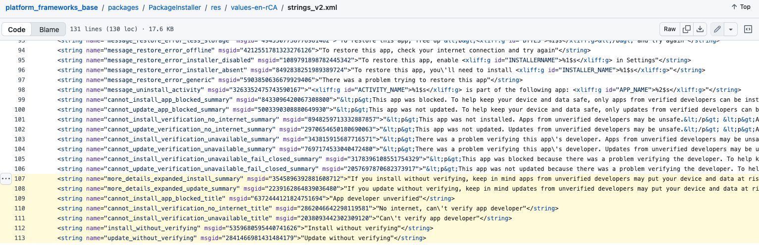 New Code Strings