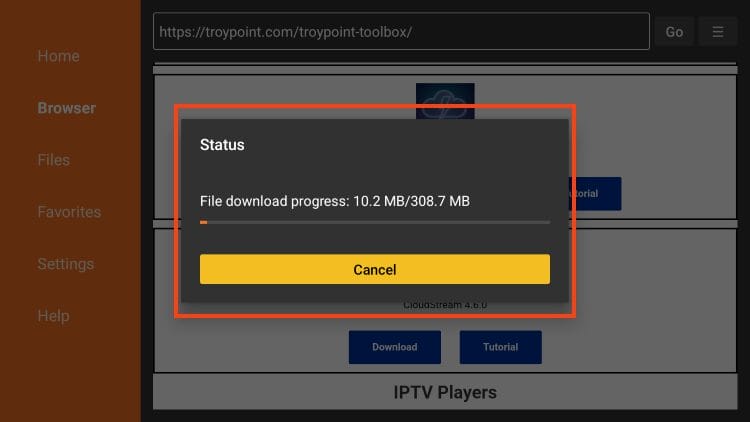 wait for the file to install