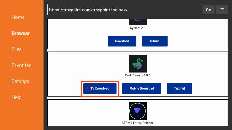 click download to install dodostream