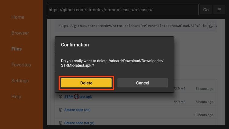 click delete again
