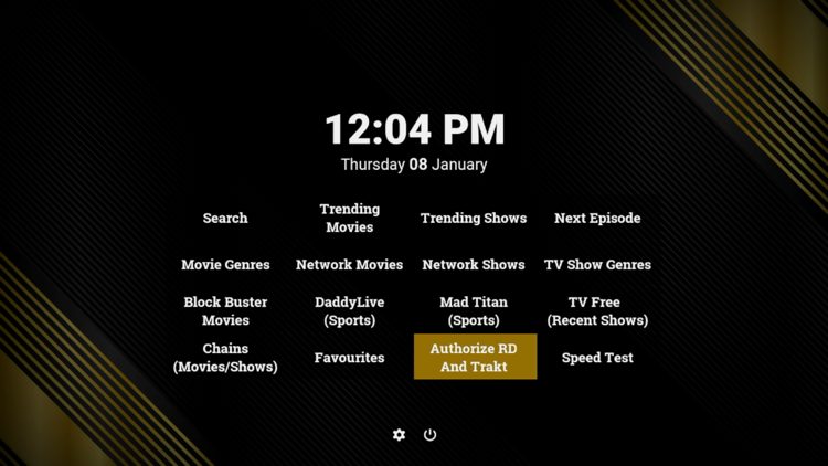 Click Authorize RD and Trakt from the home screen.