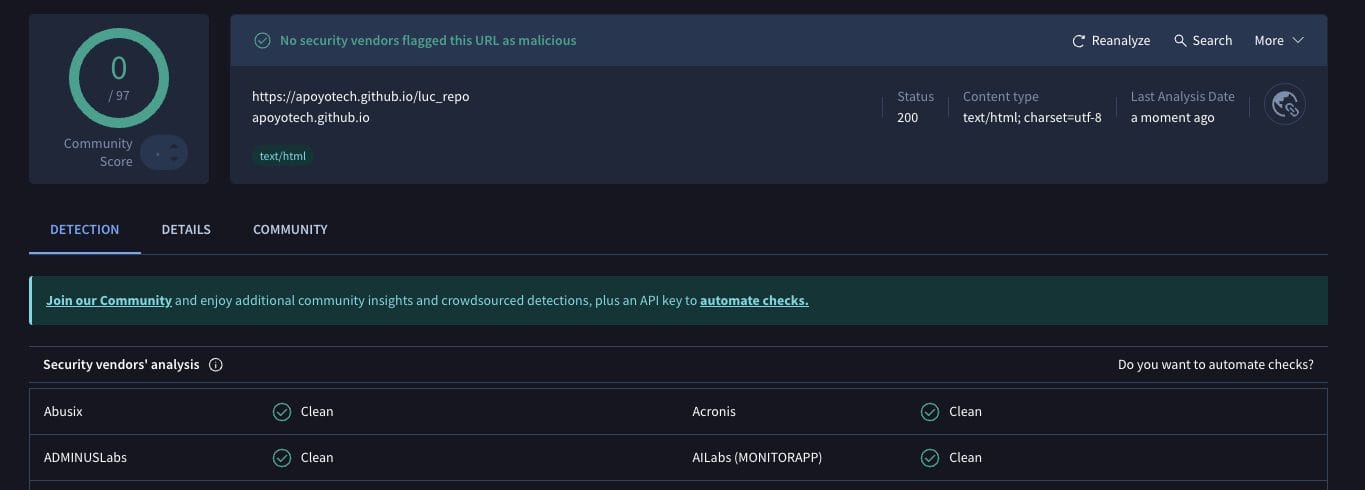 Luc Kodi Addon VirusTotal Scan