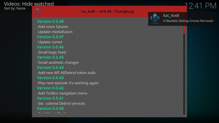 Read the ChangeLog if you prefer and click the back button on your remote