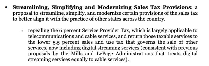 Digital Services Tax Details from Maine Governor 