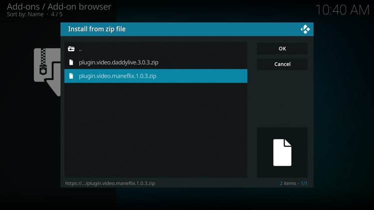Click the zip file URL - plugin.video.maneflix.zip