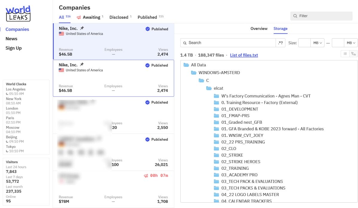 WorldLeaks Dark Web Leak Site