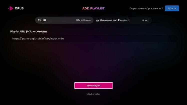 Enter your Playlist URL and click Save Playlist.