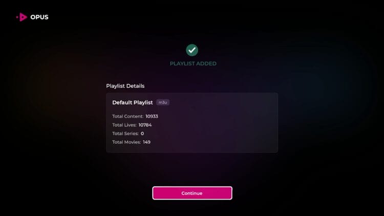 After your playlist loads click Continue.