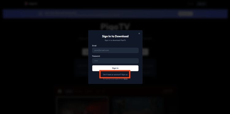 choose sign up