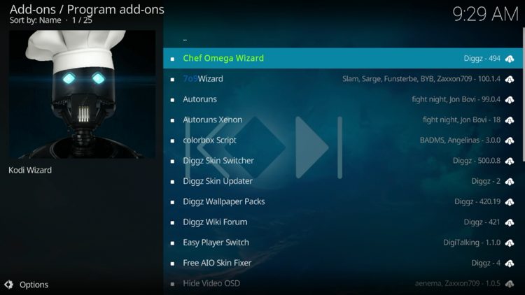 Click Chef Omega Wizard.