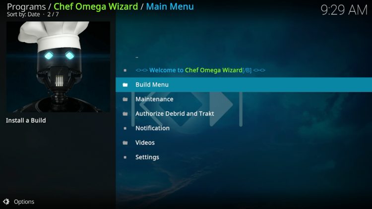 Select Build Menu.