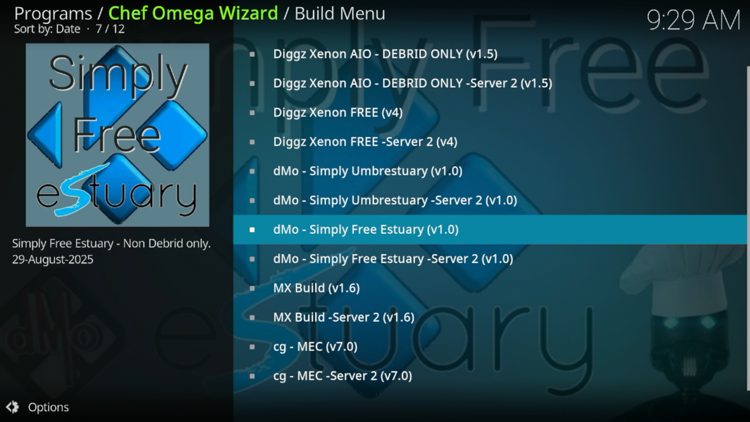 Locate the Simply Free Estuary build and click on it.