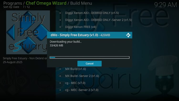Wait for your build to download.