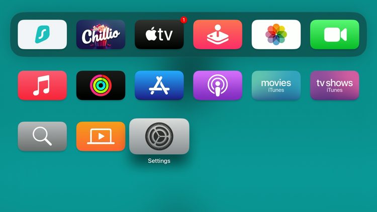 Click Settings from your Apple TV home screen.