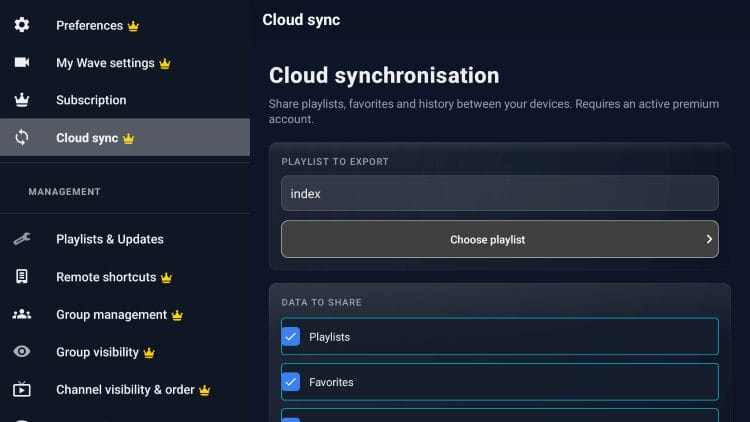 Cloud Sync Wave IPTV Player