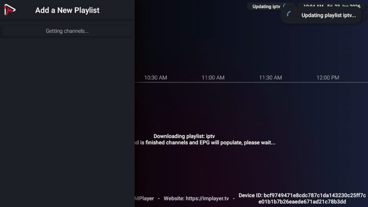 Wait a few seconds for your channels and other content to appear.