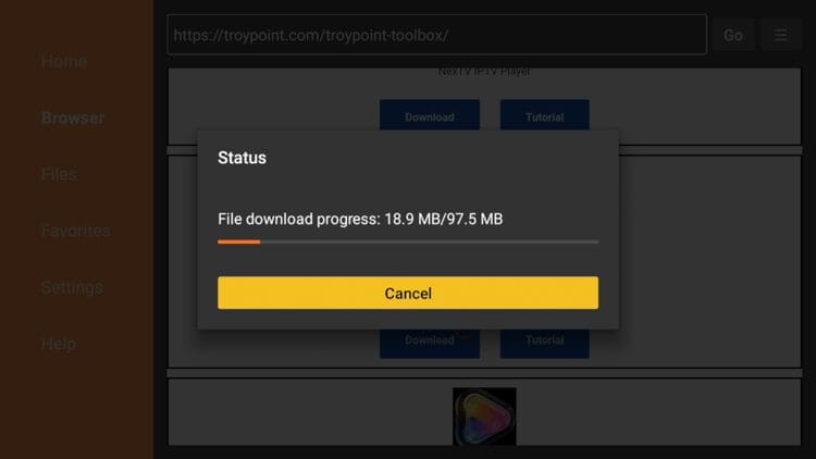 Wait for file to download.