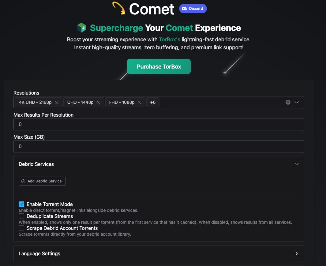 Next you must visit the Comet Configuration Page using another device.