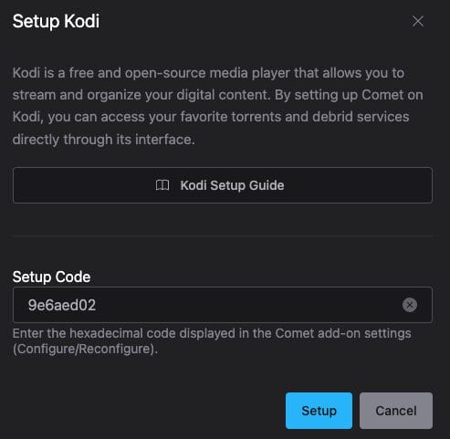 Now enter your Setup Code from the previous step and click Setup.