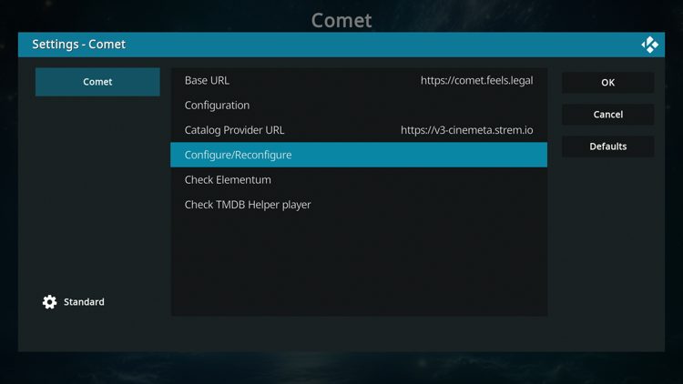 Select Configure/Reconfigure within the settings.