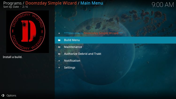 Select Build Menu.