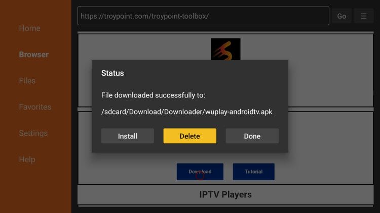 choose delete to remove wuplay installation file