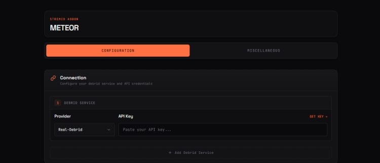 visit the meteor stremio addon official website