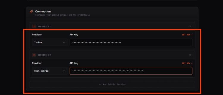 add your debrid service providers