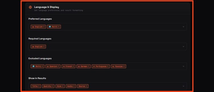 Select preferred languages and excluded languages