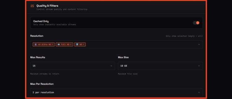 filter resolutions and max results size