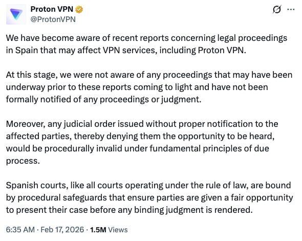 ProtonVPN Statement