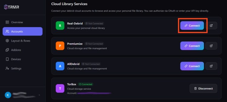 click authorize for your debrid provider