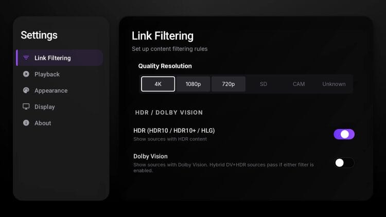 Link Filtering in STRMR