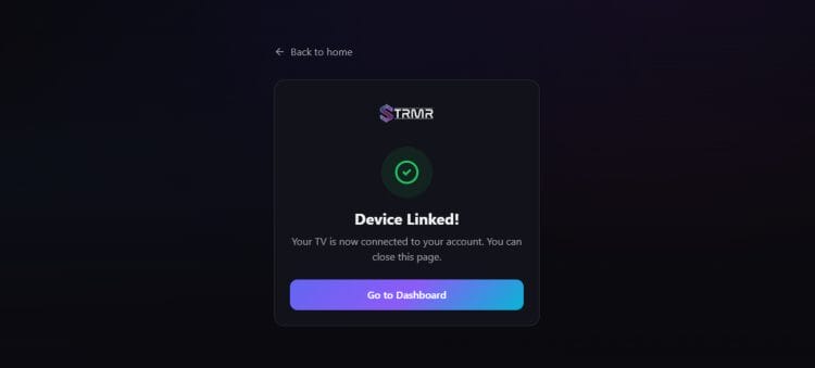 device linked message for STRMR