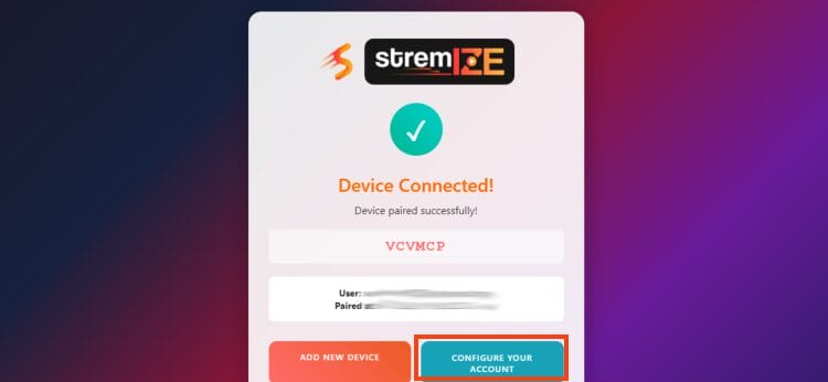 click configure your account