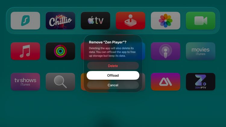 Return back to your Apple TV device and relaunch the Zen IPTV Player app. You may need to Offload the app to get a fresh restart as that's what we did.