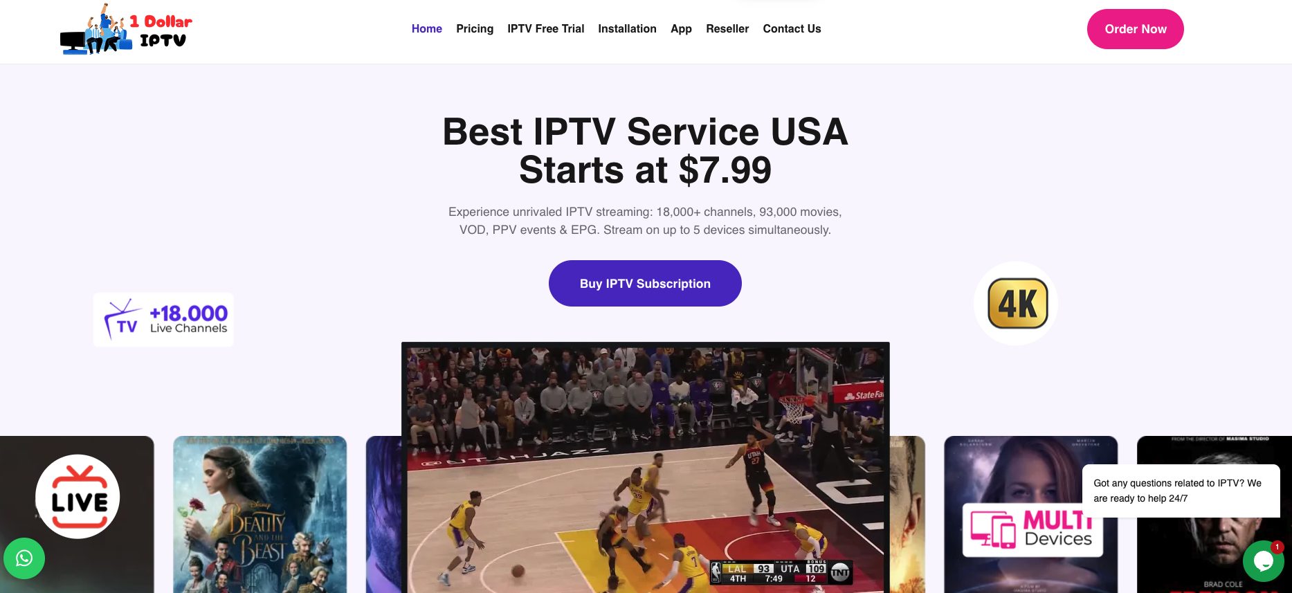 1 Dollar IPTV Website