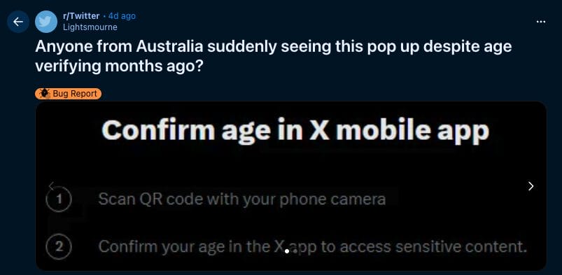 X Age Verification Message