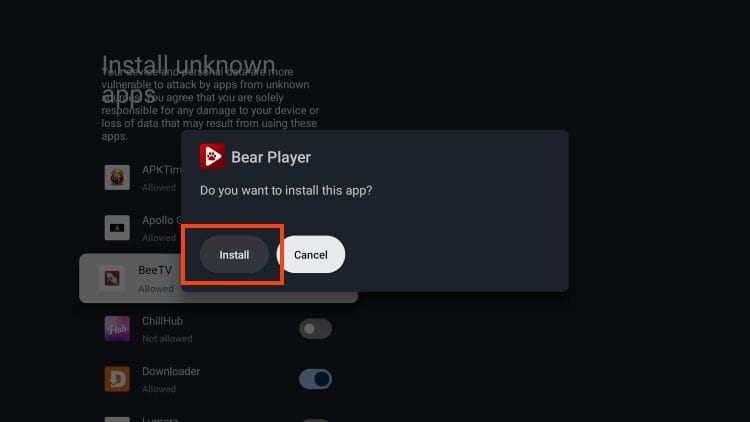 click install