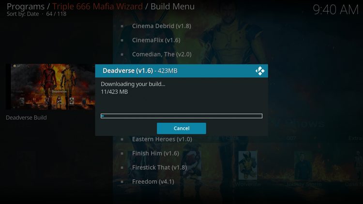 Wait for your build to download.