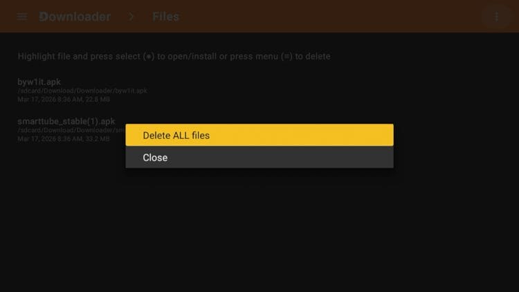 Downloader Files Tab