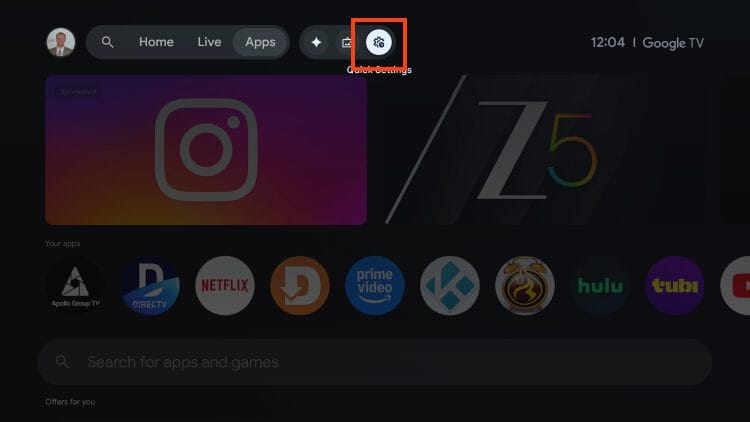 open quick settings