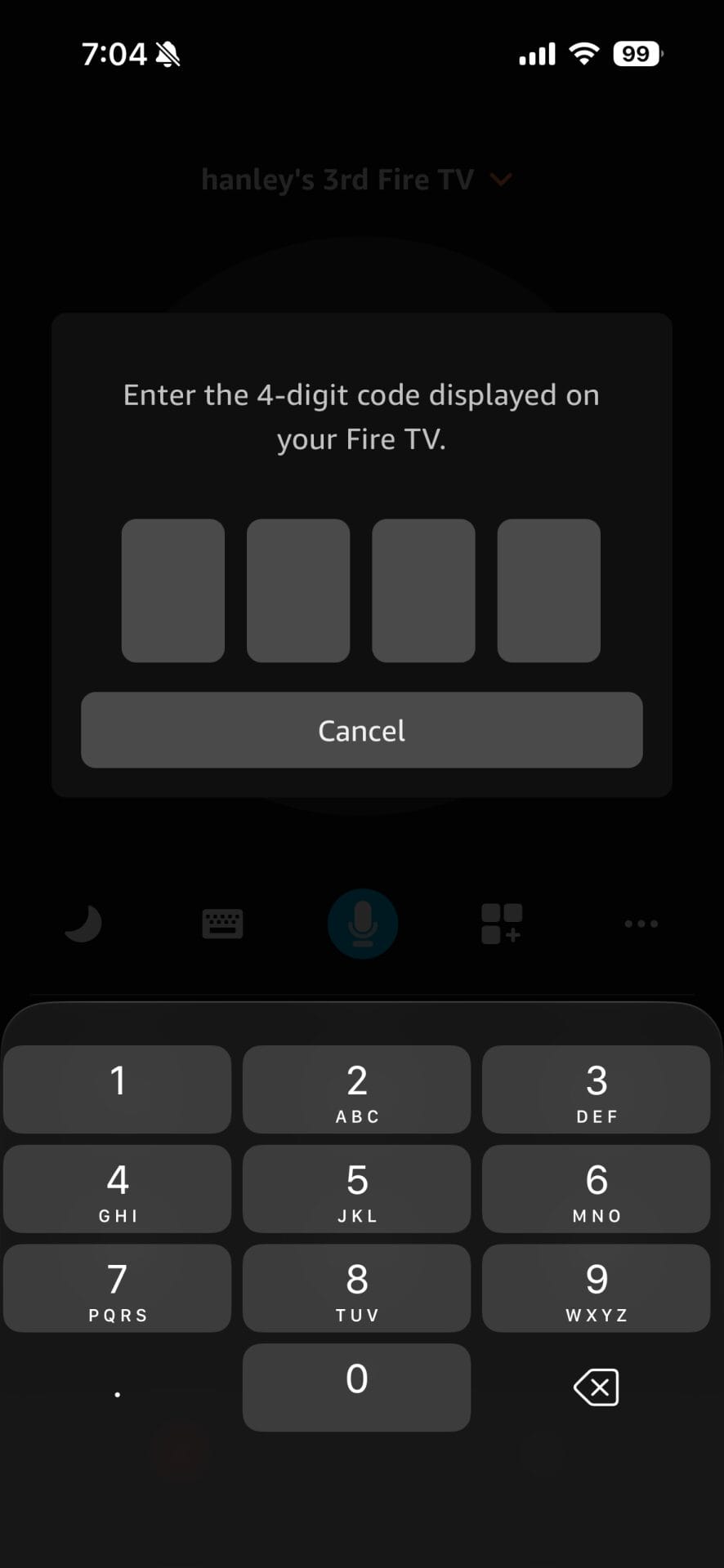 Then enter the pairing code that appears on your TV screen.