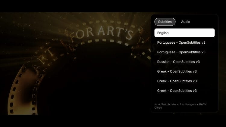 subtitle options
