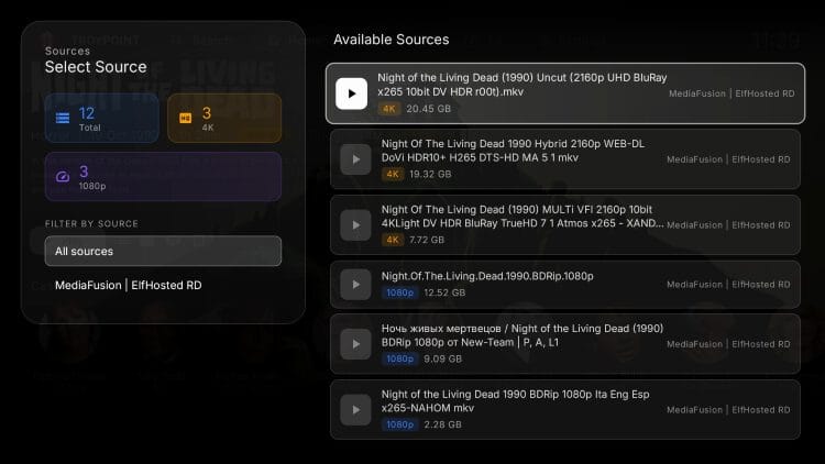 links displayed