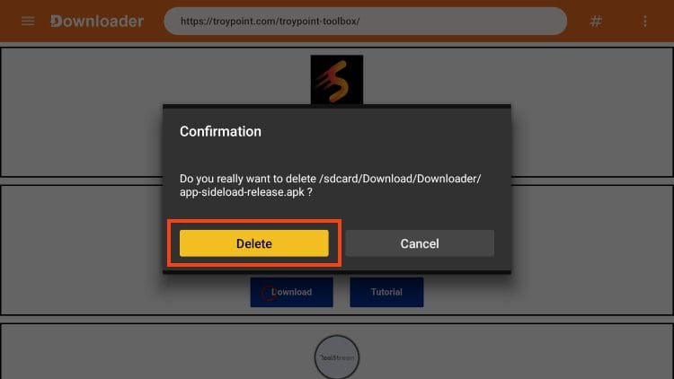 click delete again