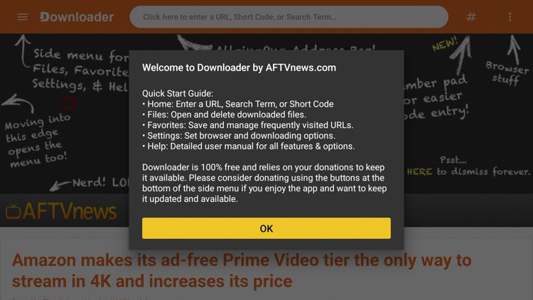 Welcome message