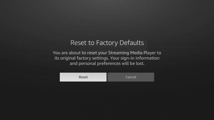 Click Reset.