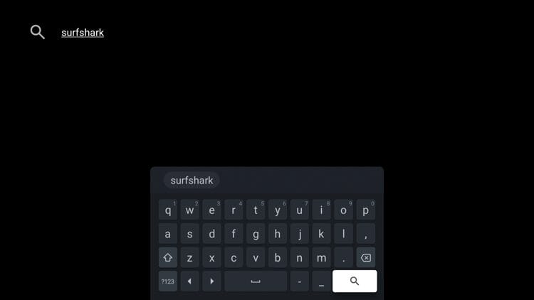Enter 'surfshark' and click the search icon.